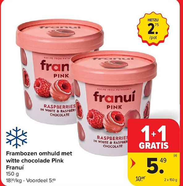 Frambozen omhuld met witte chocolade Pink Franuí