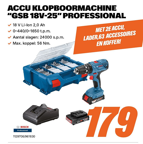 ACCU KLOPBOORMACHINE “GSB 18V-25” PROFESSIONAL