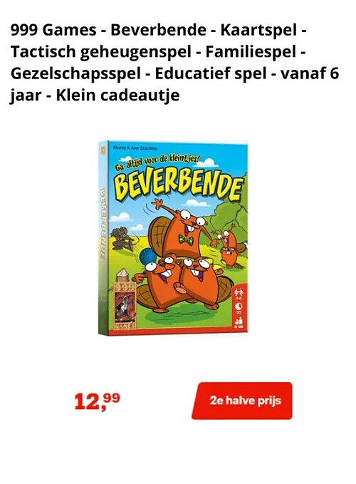 999 Games - Beverbende - Kaartspel - Tactisch geheugenspel - Familiespel
