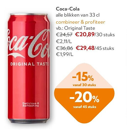Coca-Cola alle blikken van 33 cl