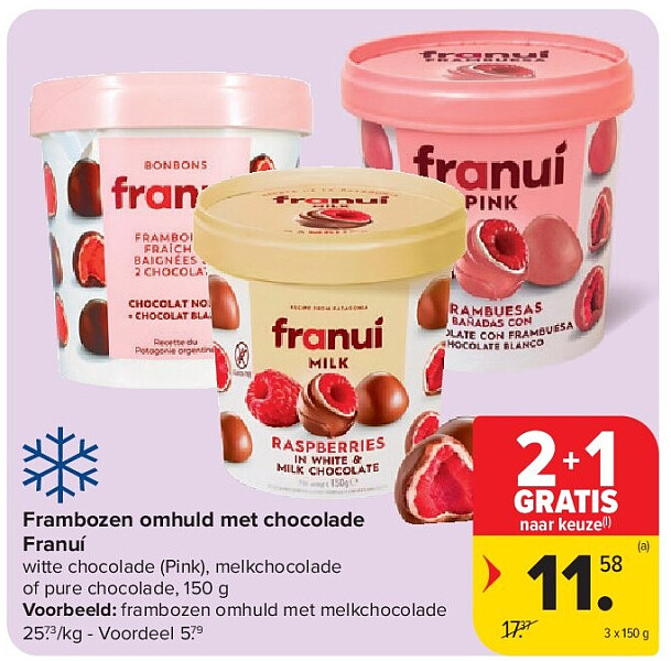 Frambozen omhuld met chocolade Franuí