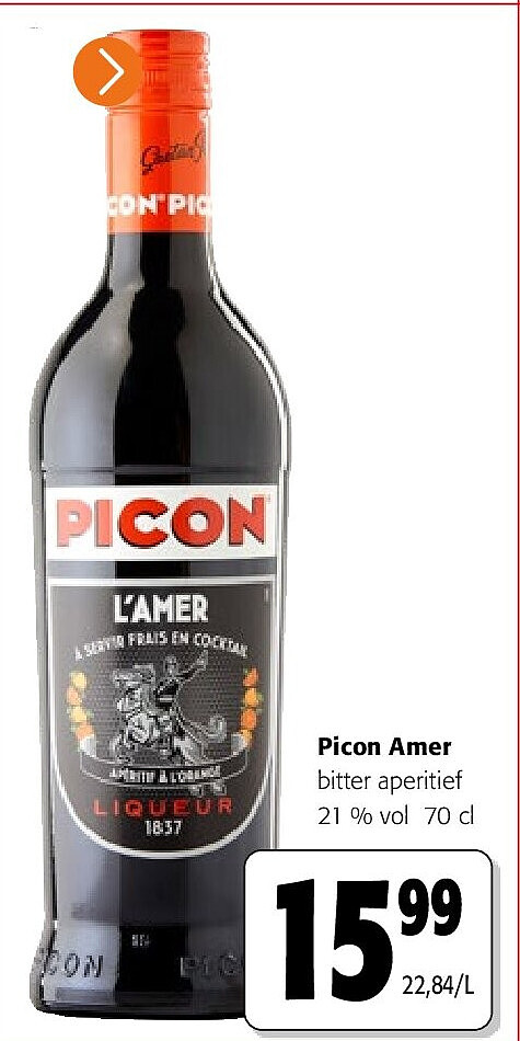 Picon Amer bitter aperitief 21 % vol 70 cl