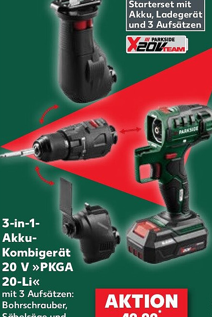 3-in-1-Akku-Kombigerät 20 V »PKGA 20-Li«