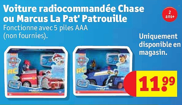 Voiture radiocommandée Chase ou Marcus La Pat' Patrouille