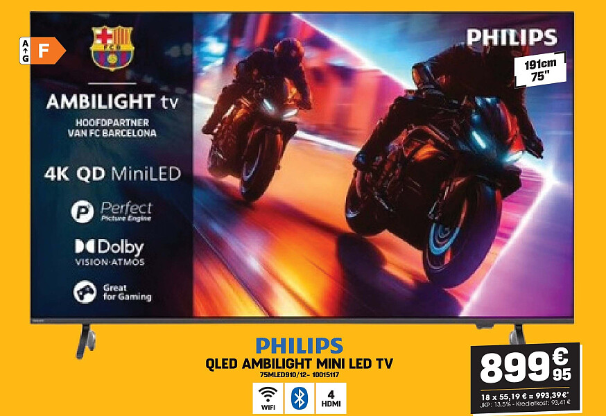 Philips QLED AMBILIGHT MINI LED TV 75MLED910/12