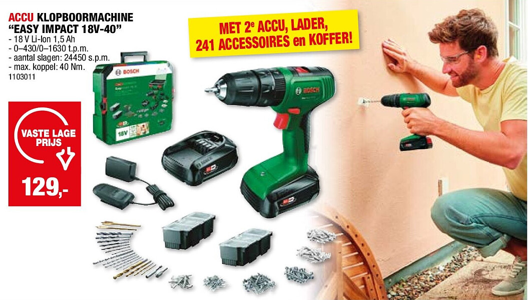 ACCU KLOPBOORMACHINE “EASY IMPACT 18V-40”
