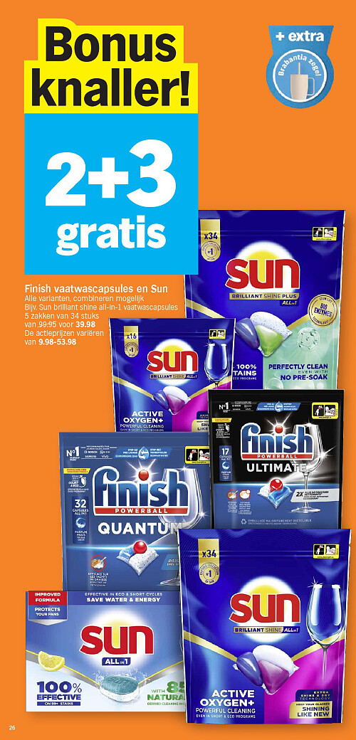 Finish vaatwascapsules en Sun