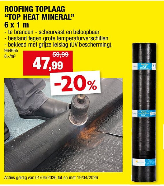 ROOFING TOPLAAG “TOP HEAT MINERAL” 6 x 1 m
