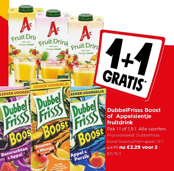 DubbelFrisss Boost of Appelsientje fruitdrink