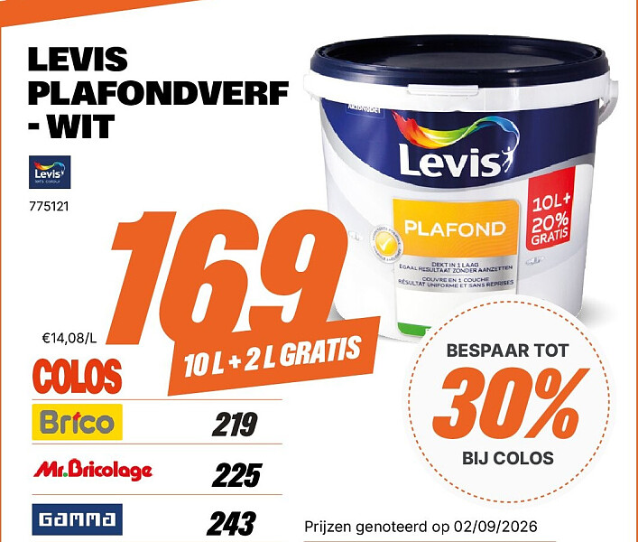 LEVIS PLAFONDVERF - WIT