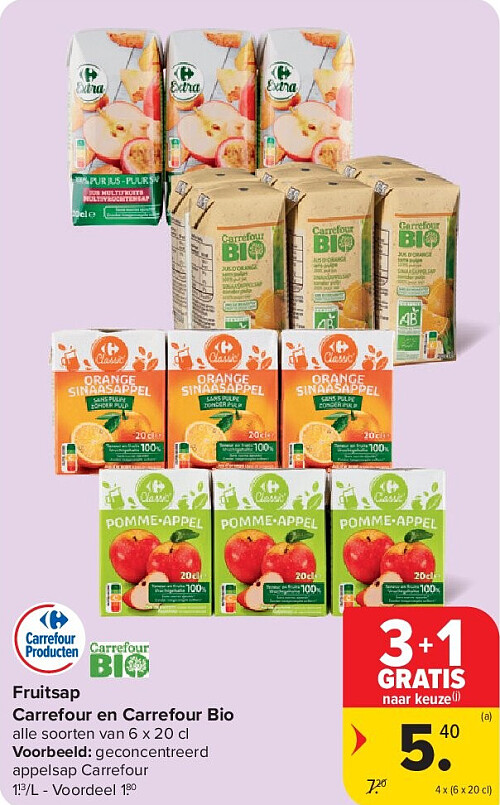 Fruitsap Carrefour en Carrefour Bio