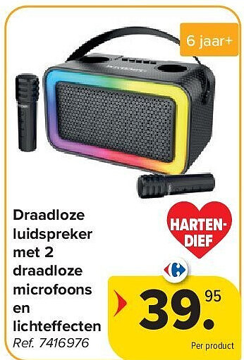 Draadloze luidspreker met 2 draadloze microfoons en lichte ecten