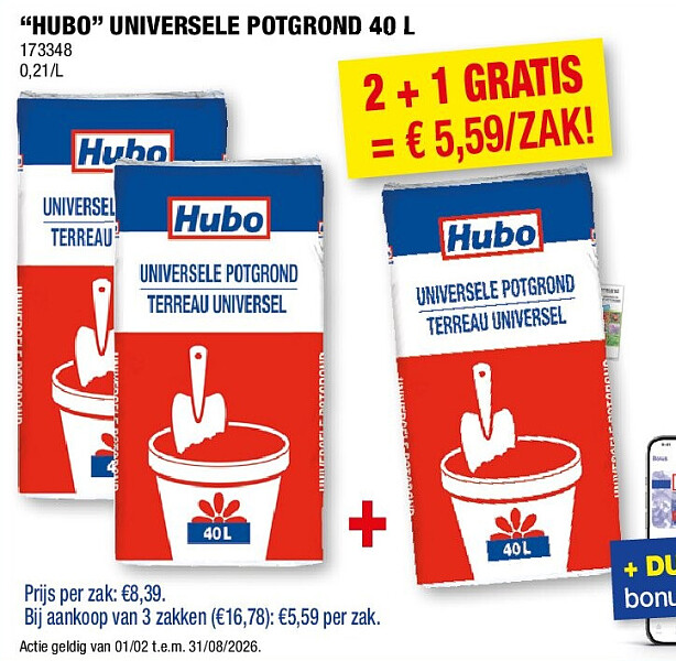 “HUBO” UNIVERSELE POTGROND 40 L