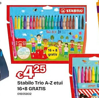 Stabilo Trio A-Z etui 16+8 GRATIS