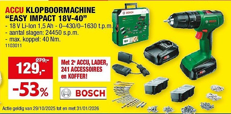 ACCU KLOPBOORMACHINE “EASY IMPACT 18V-40”