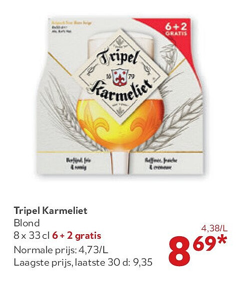 Tripel Karmeliet Blond 8 x 33 cl 6 + 2 gratis