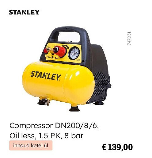 Compressor DN200/8/6, Oil less, 1.5 PK, 8 bar