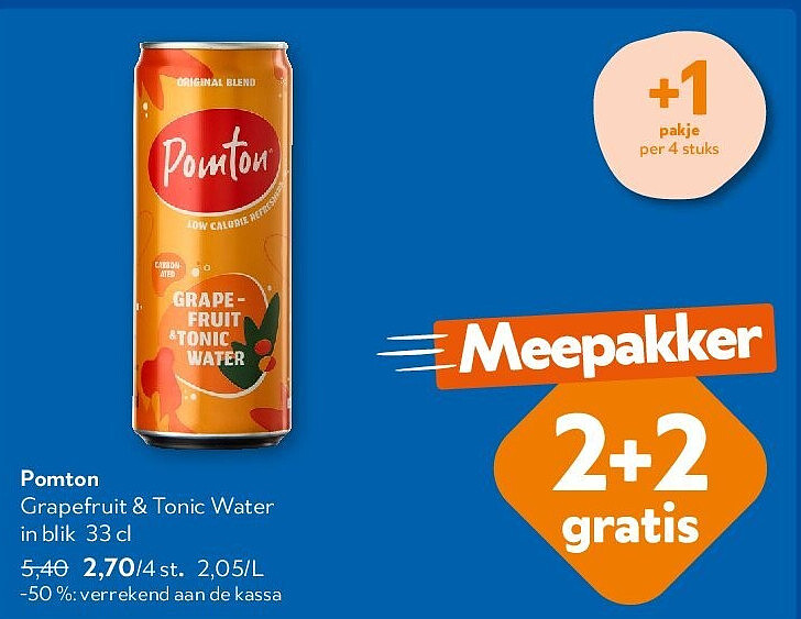 Pomton Grapefruit & Tonic Water in blik 33 cl