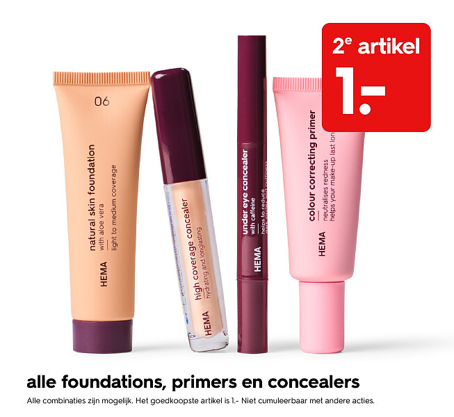 alle foundations, primers en concealers