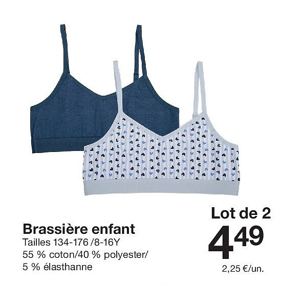 Brassière enfant Tailles 134-176 /8-16Y 55 % coton/40 % polyester/ 5 % élasthanne