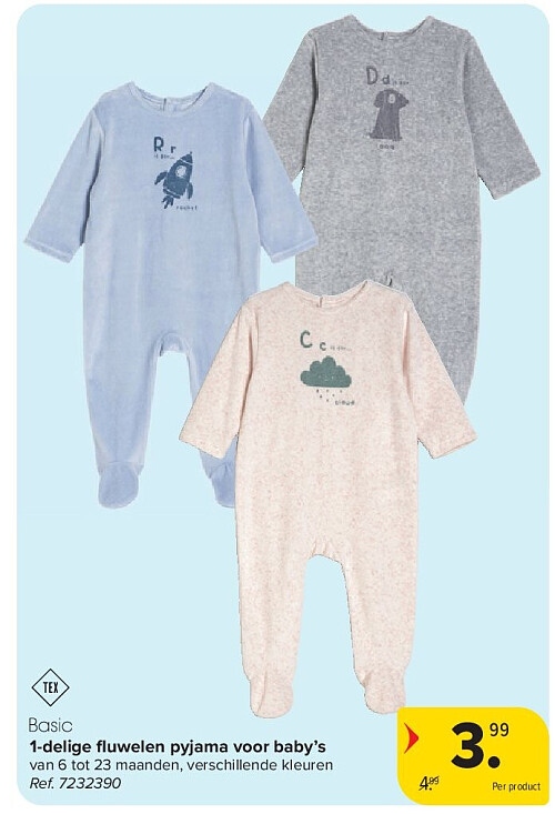 1-delige fl uwelen pyjama voor baby’s