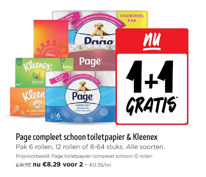Page compleet schoon toiletpapier & Kleenex