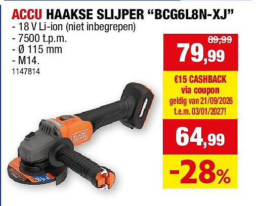 ACCU HAAKSE SLIJPER “BCG6L8N-XJ”