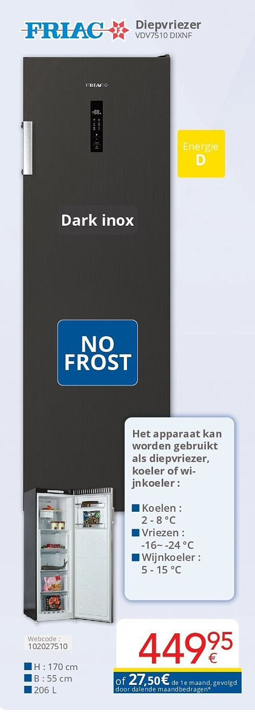 Friac Diepvriezer VDV7510 DIXNF