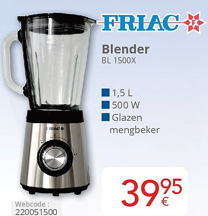 Blender BL 1500X 1,5 L 500 W Glazen mengbeker