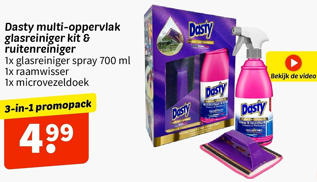 Dasty multi-oppervlak glasreiniger kit & ruitenreiniger