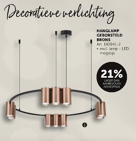 HANGLAMP GEBORSTELD BRONS [ 1 ] ROND 60 CM