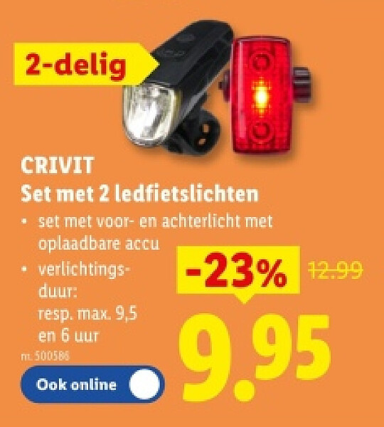 Set met 2 ledfietslichten