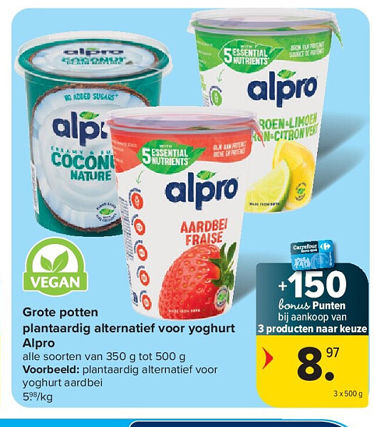 Grote potten plantaardig alternatief voor yoghurt Alpro