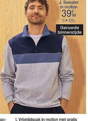 Sweater in molton met geruwde binnenzijde