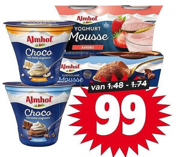 Almhof choco met slagroom of yoghurtmousse