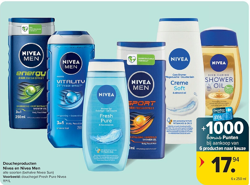 Doucheproducten Nivea en Nivea Men