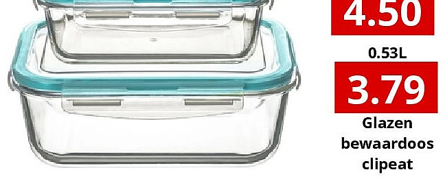 Glazen bewaardoos clipeat 0.53L