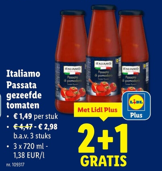Passata gezeefde tomaten