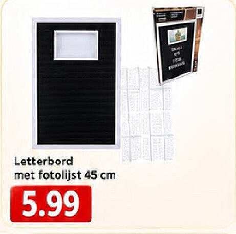 Letterbord met fotolijst 45 cm