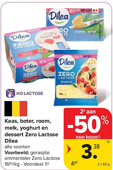 Kaas, boter, room, melk, yoghurt en dessert Zero Lactose Dilea