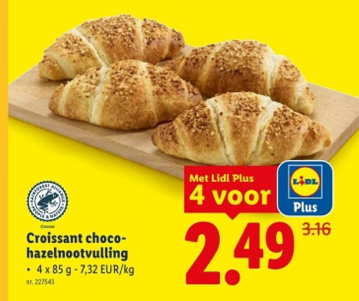 Croissant chocohazelnootvulling