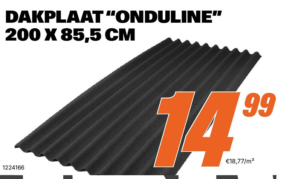 DAKPLAAT “ONDULINE” 200 X 85,5 CM