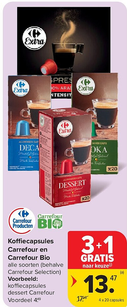 Koffiecapsules Carrefour en Carrefour Bio