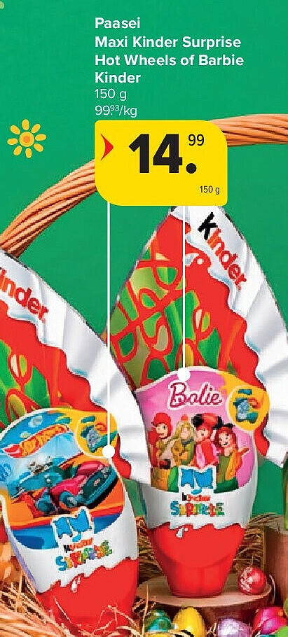 Paasei Maxi Kinder Surprise Hot Wheels of Barbie Kinder