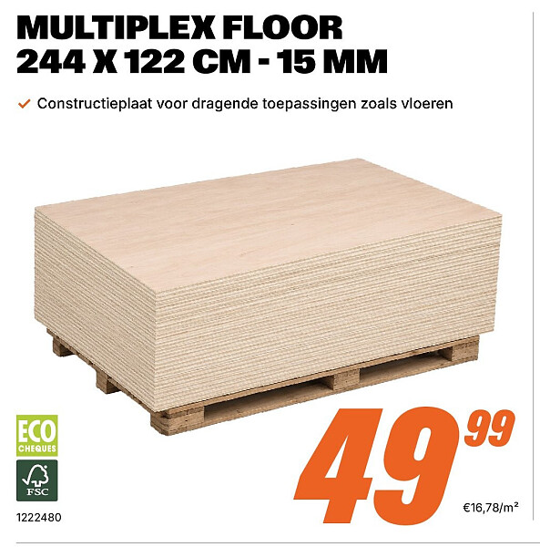 MULTIPLEX FLOOR 244 X 122 CM - 15 MM