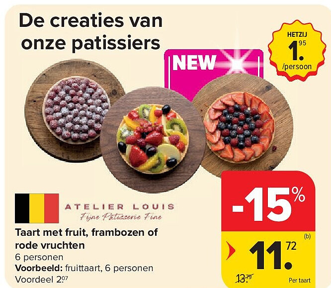 Taart met fruit, frambozen of rode vruchten