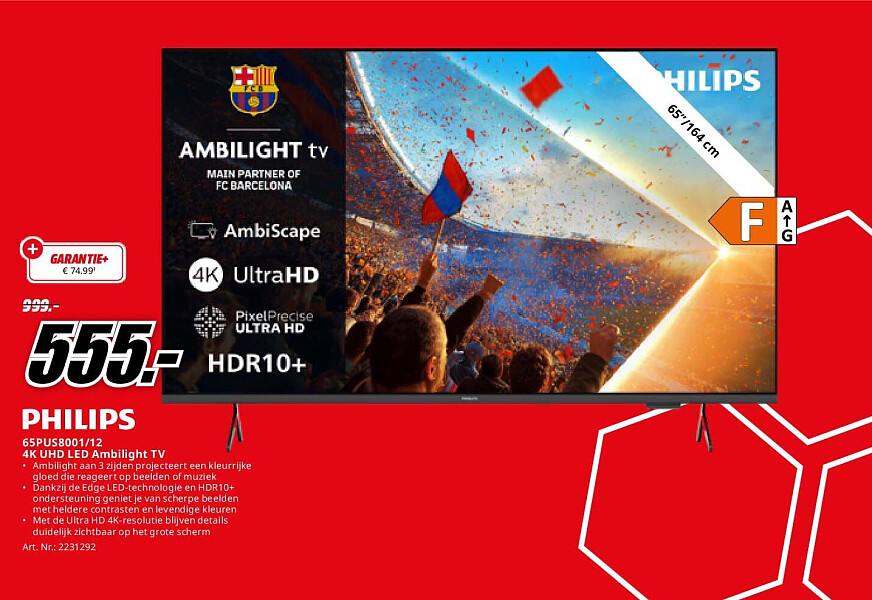 Philips 65PUS8001/12 4K UHD LED Ambilight TV