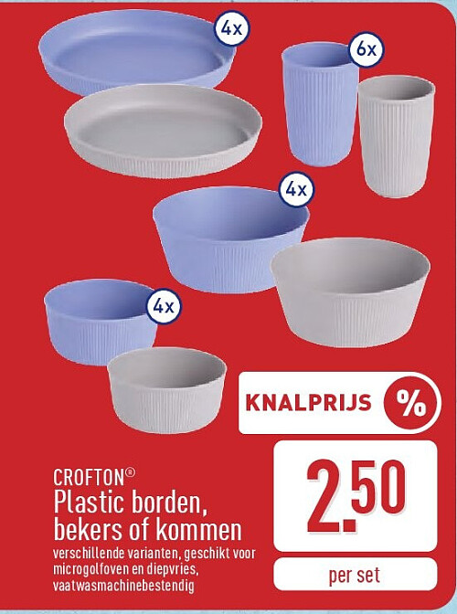 Plastic borden, bekers of kommen