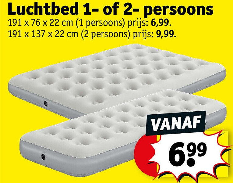 Luchtbed 1- of 2- persoons
