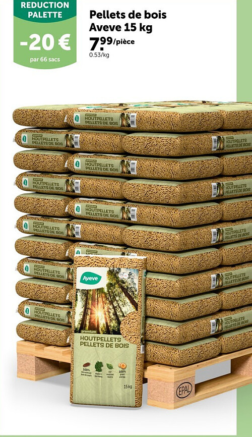 Pellets de bois Aveve 15 kg